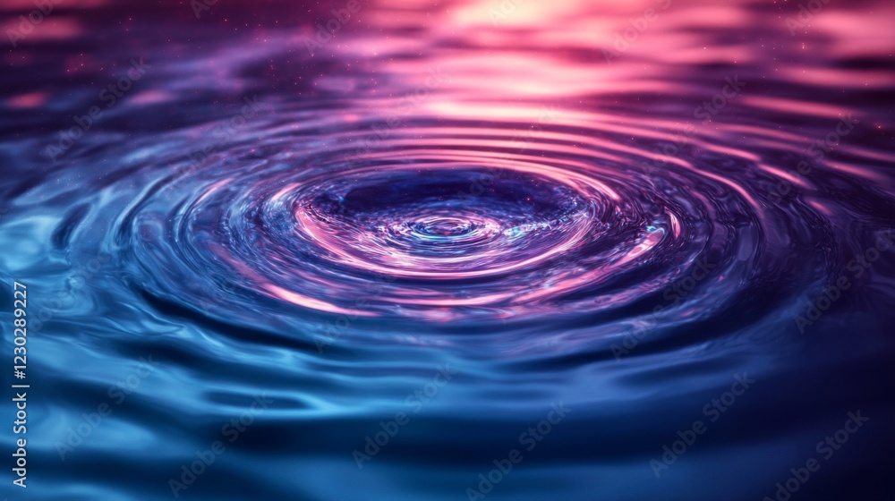 Abstract Water Ripples with Pink and Blue Glow Abstract Water Ripples with Pink and Blue Glow