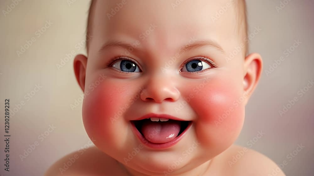 Adorable Giggles: A 3D Rendered Baby's Joyful Expression Adorable Giggles: A 3D Rendered Baby's Joyful Expression