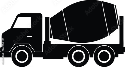 Cement Mixer Truck   silhouette simple flat vector,Cement Mixer Truck  icon