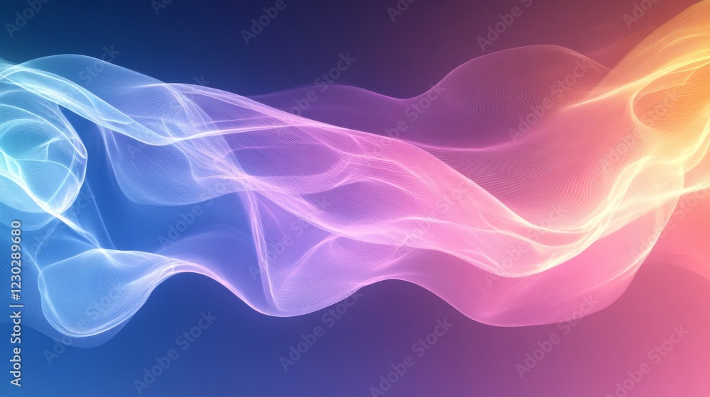 Fototapeta premium Abstract Colorful Wave Background with Glowing Particles