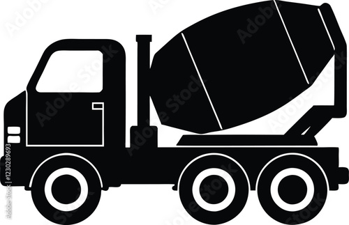 Cement Mixer Truck   silhouette simple flat vector,Cement Mixer Truck  icon