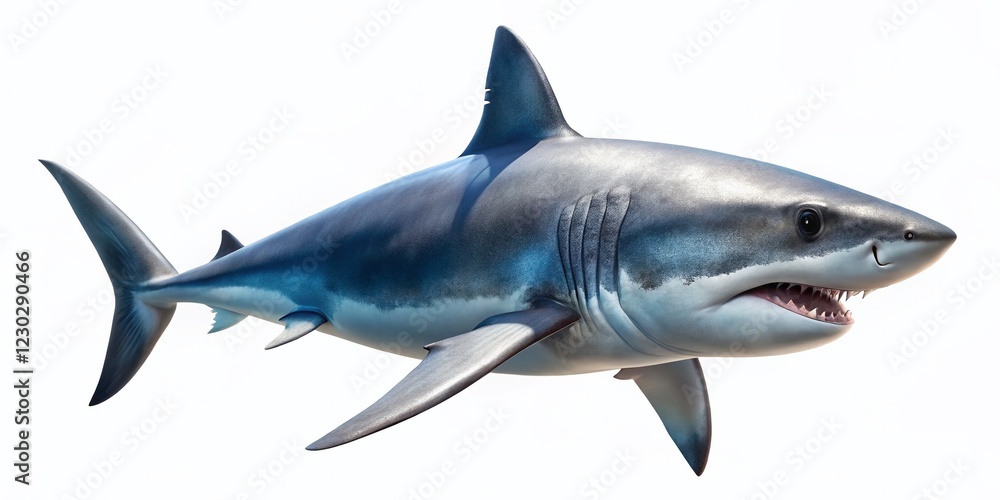 Fototapeta premium Majestic Great White Shark: Isolated 3D Render with Tilt-Shift Effect