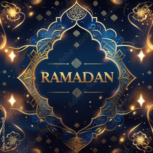 ramadan mubarak  card with golden stars