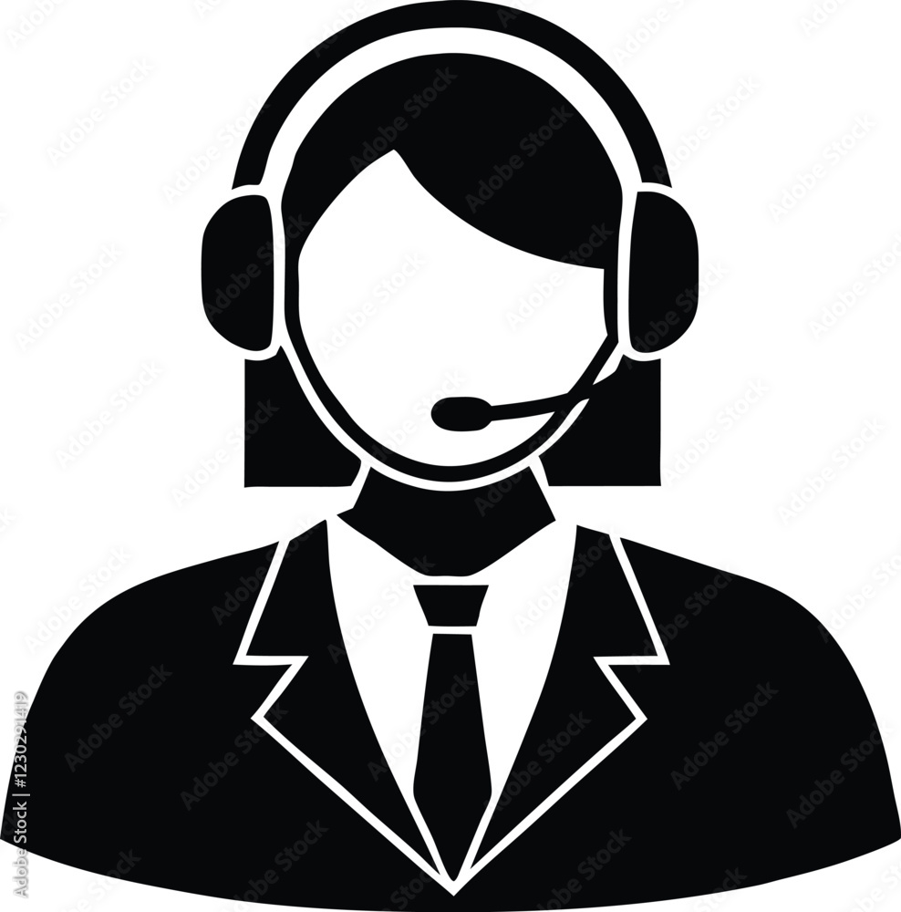 Customer Care Service and Support silhouette simple flat vector icon Customer Care Service and Support silhouette simple flat vector icon
