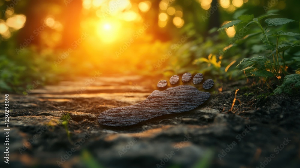 Fototapeta premium Footprint graphics symbolize human impact on the environment.