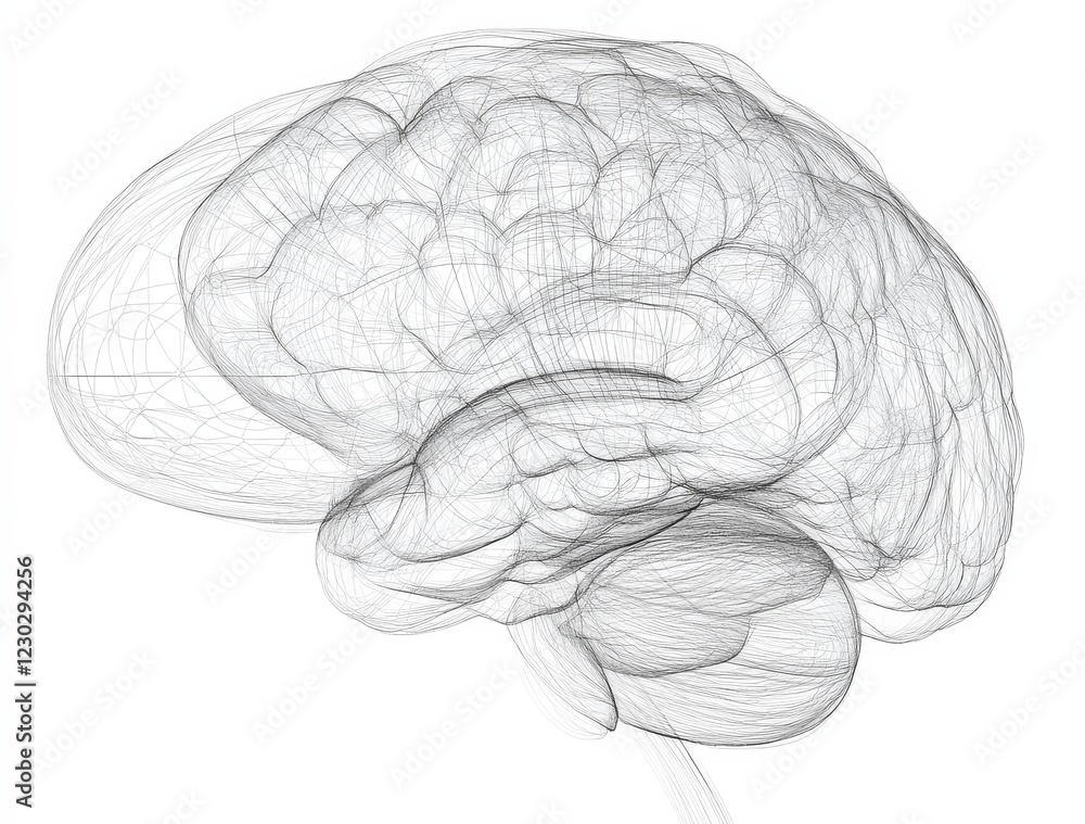 Fototapeta premium Innovative portrayal of brain anatomy as a wireframe model.