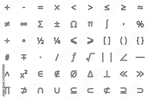 Mathematics outline icon set, vector illustrator
