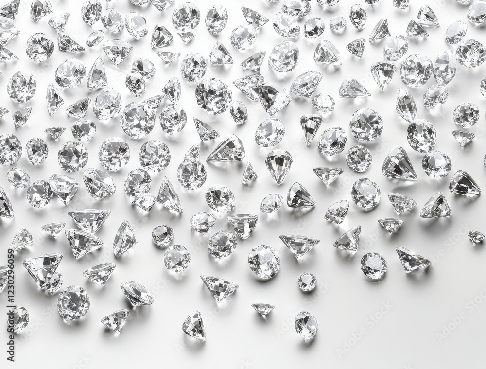 A visual feast of substantial diamonds set on a pure white surface. A visual feast of substantial diamonds set on a pure white surface.