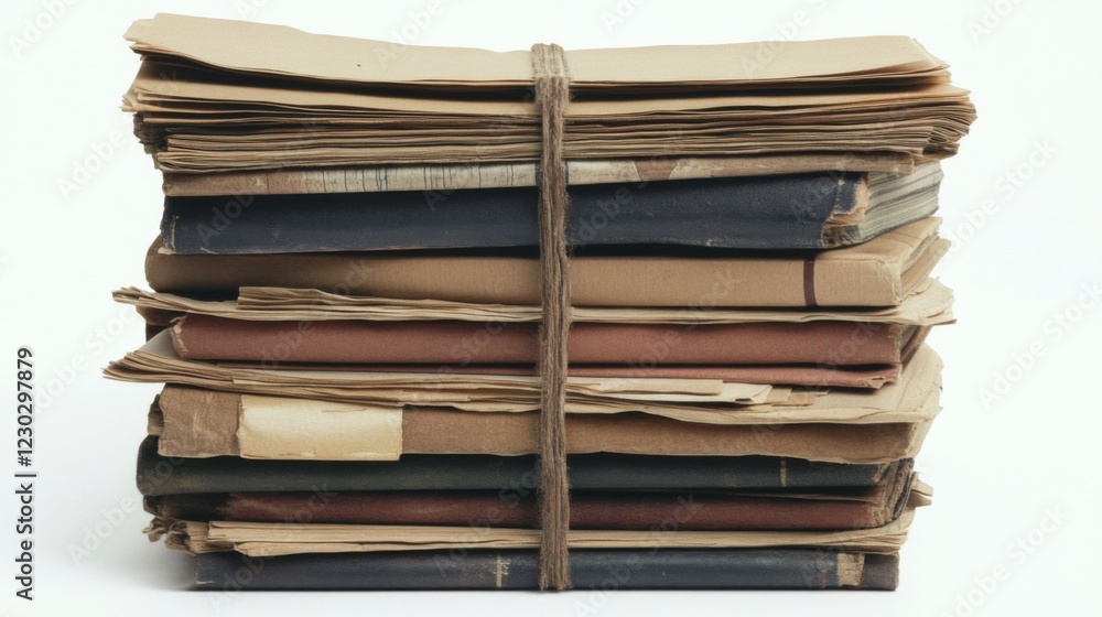 Stack of old tied-up books and papers. Stack of old tied-up books and papers.