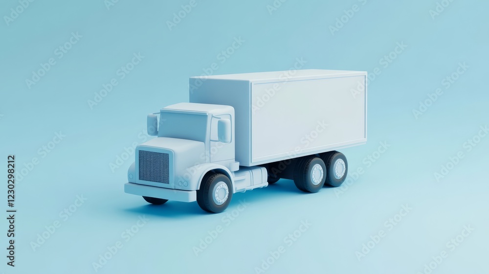White truck on vibrant blue, modern delivery logistics and transportation services White truck on vibrant blue, modern delivery logistics and transportation services