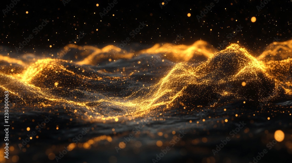 Golden Particle Wave Abstract Background Golden Particle Wave Abstract Background