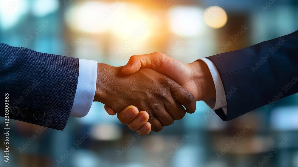 Symbols of partnership captured in a close-up handshake. Symbols of partnership captured in a close-up handshake.