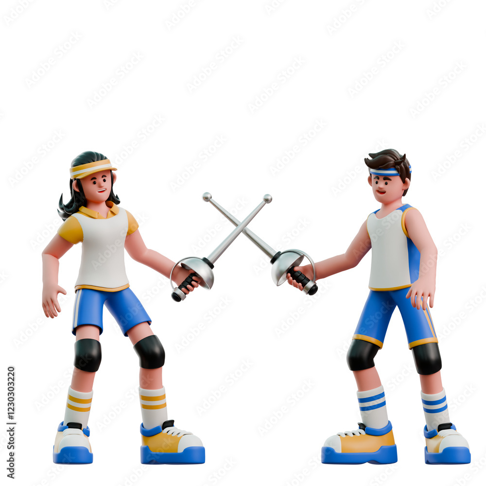 Obraz premium 3D Sport Character Player Cartoon Illustration Athlete Game Match Competition Champion Football Soccer Basketball Boxing Trophy Cup