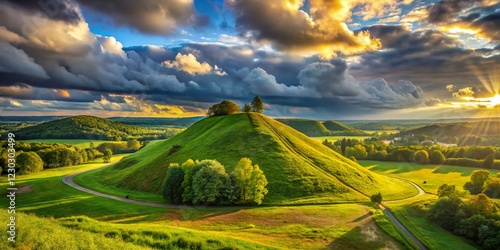 Medvegalis Mound, Silale District, Lithuania: Ancient Hillfort Landscape Photography photo