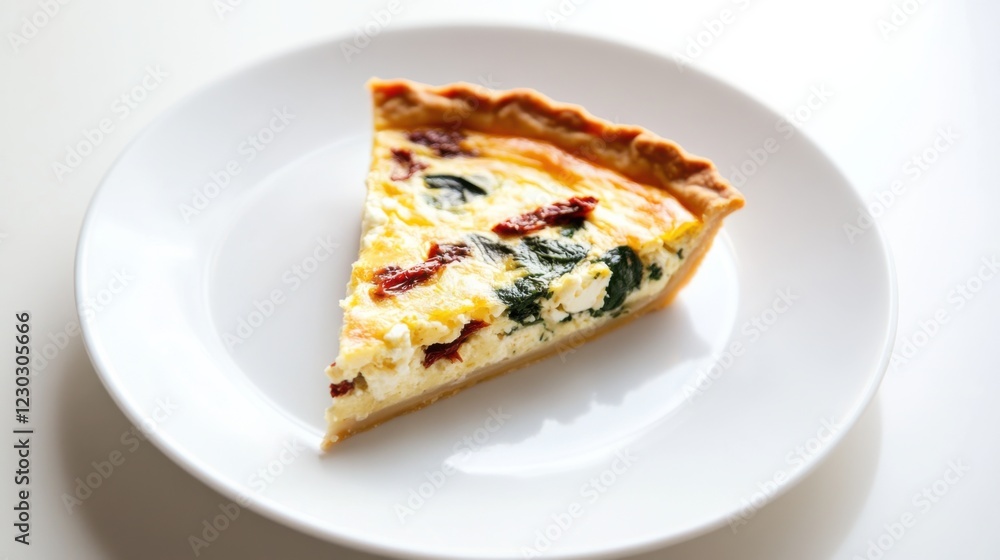 A perfectly baked quiche with spinach, feta, and sun-dried tomatoes A perfectly baked quiche with spinach, feta, and sun-dried tomatoes