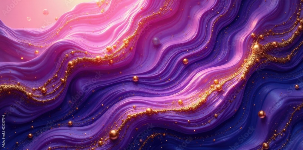 Swirling purple gold marbles on a fluid abstract background, Abstract, Purple Swirling purple gold marbles on a fluid abstract background, Abstract, Purple