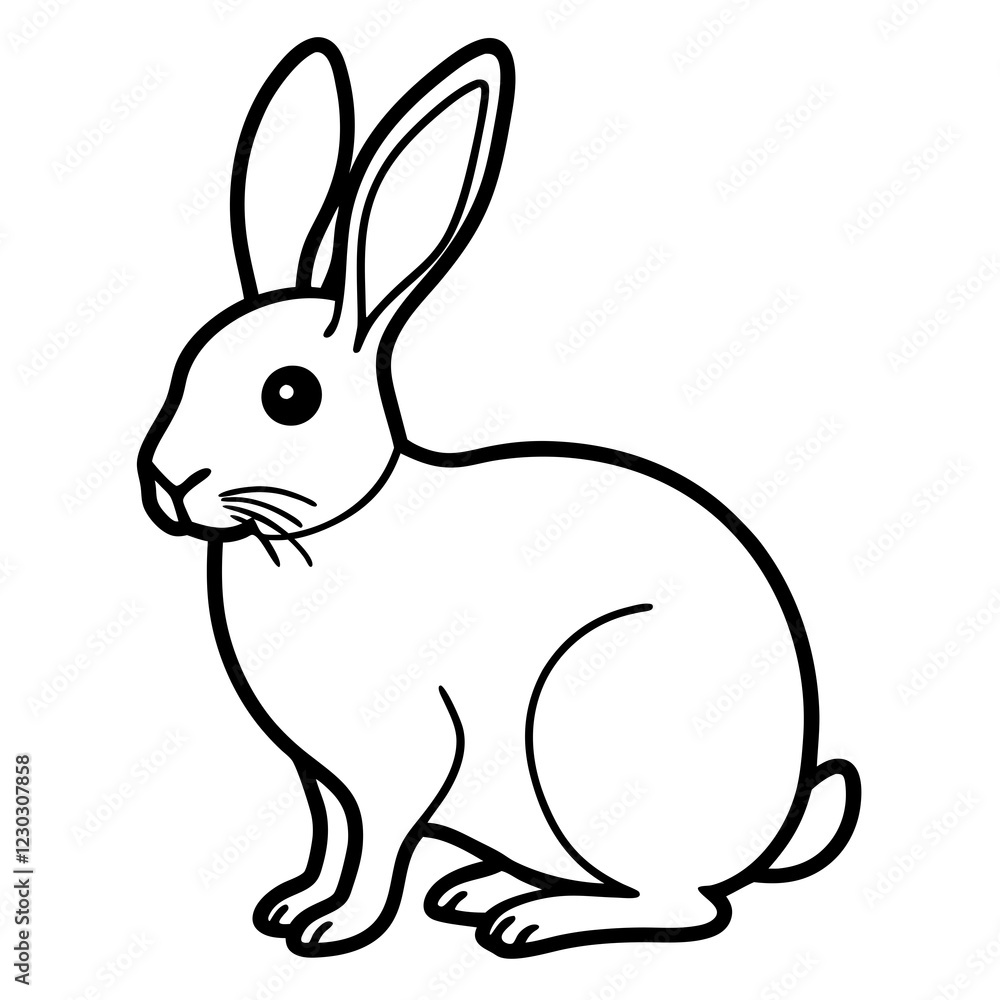 Rabbit in doodle simple style on white background Rabbit in doodle simple style on white background