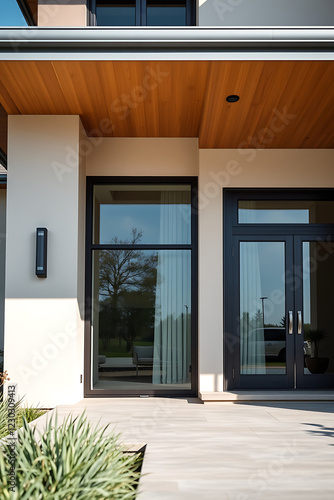 Wallpaper Mural Modern House Exterior: Contemporary Architecture and Design. Luxury Home with Stunning Facade, Large Windows, and Wooden Accents. Torontodigital.ca