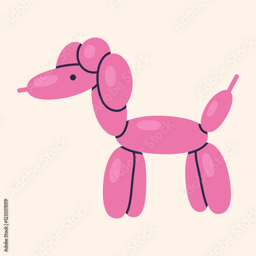 Balloon dog, pink Inflatable puppy, bubble element. Trendy modern vector illustration isolated on background, hand drawn, flat design