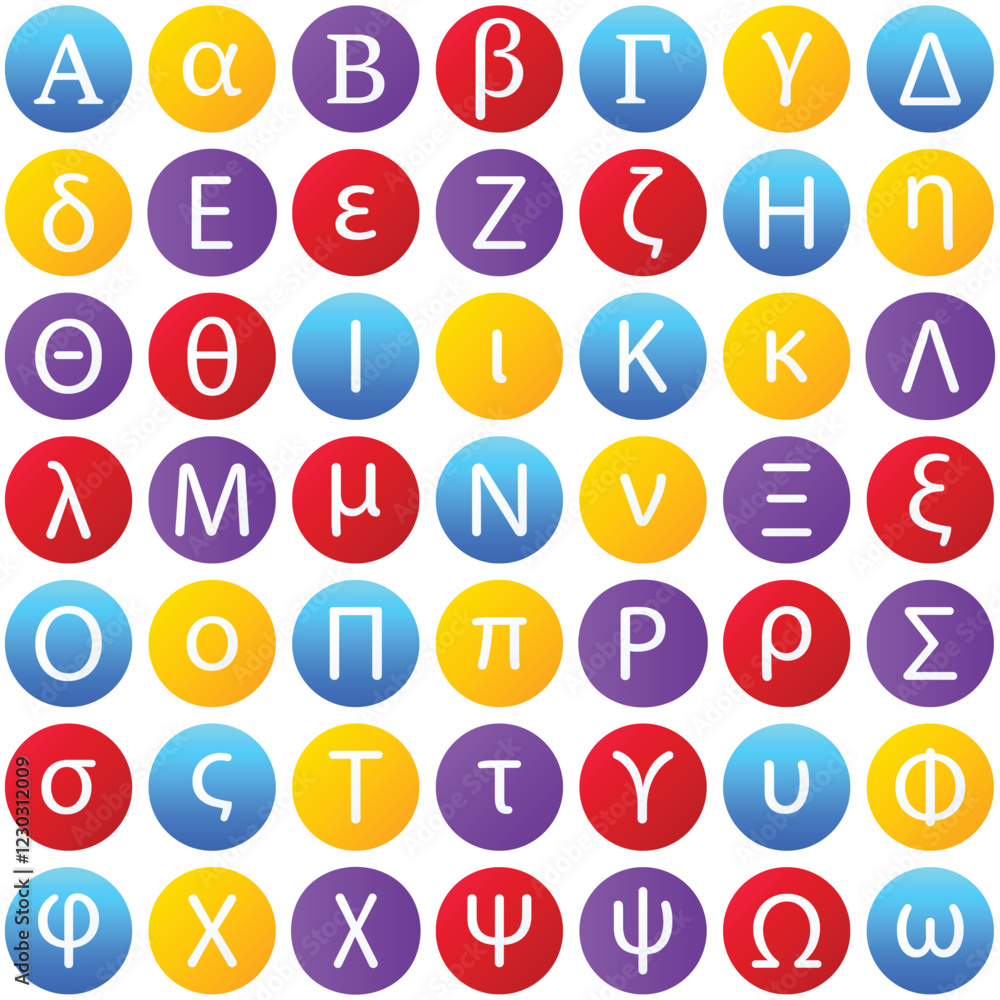 Greek alphabet letters Gradient circle icon set, vector illustrator
Greek alphabet letters Gradient circle icon set, vector illustrator