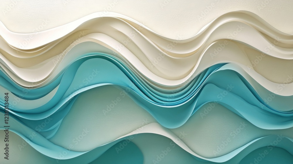 Fototapeta premium Abstract Blue and White Paper Wave Texture Background