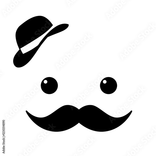 Wallpaper Mural Cute man, eyes with light sparkle, big mustache, and vintage hat Torontodigital.ca