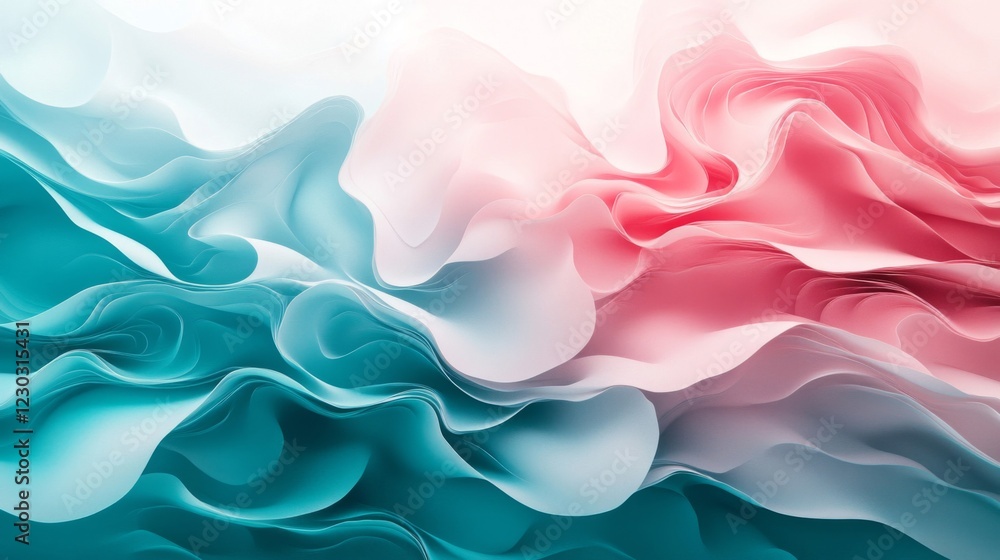 Fototapeta premium Abstract Teal and Pink Fluid Wave Background Texture