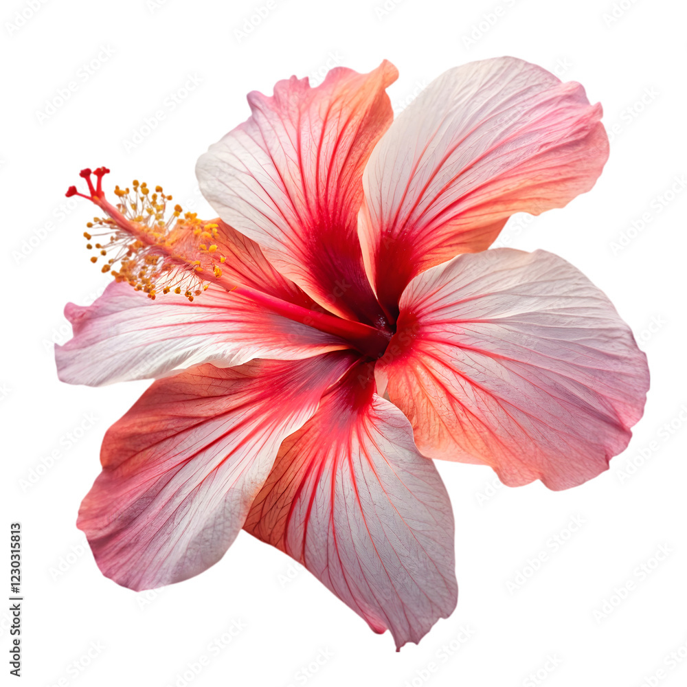 Fototapeta premium Pink Hibiscus Flower Blossom Isolated on White Background
