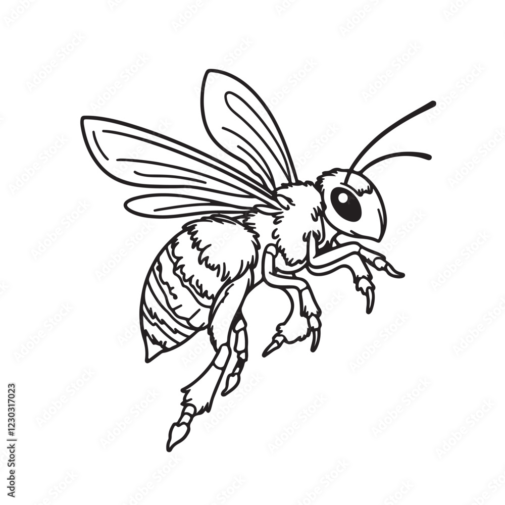 Fototapeta premium bumblebee black line art vector