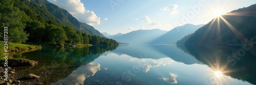 Wallpaper Mural Sunlight casting shadows on the loch's surface, Nature, Reflection Torontodigital.ca