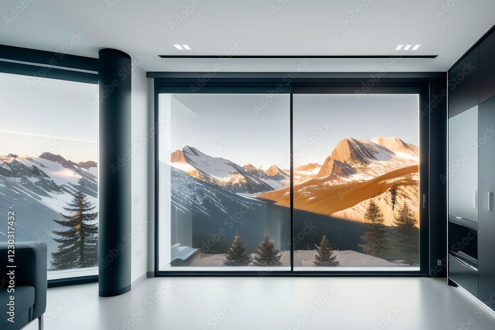 Fototapeta premium Mountain view from modern house 