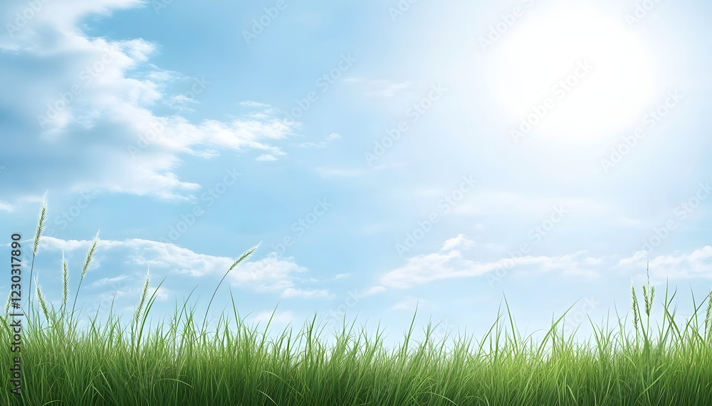 Lush Green Grass Under a Bright Sunny Sky Lush Green Grass Under a Bright Sunny Sky