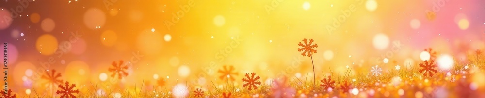 A field of colorful snowflakes in shades of yellow and pink, field, yellow A field of colorful snowflakes in shades of yellow and pink, field, yellow
