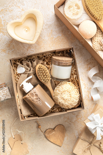 Personalized ecofriendly basket for family. Gift box with plastic free zero waste cosmetics products