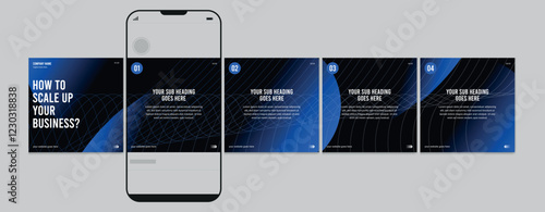 Linkedin carousel post design, Editable social media Instagram carousel post, Most engaging business carousel post, Template eps 10.