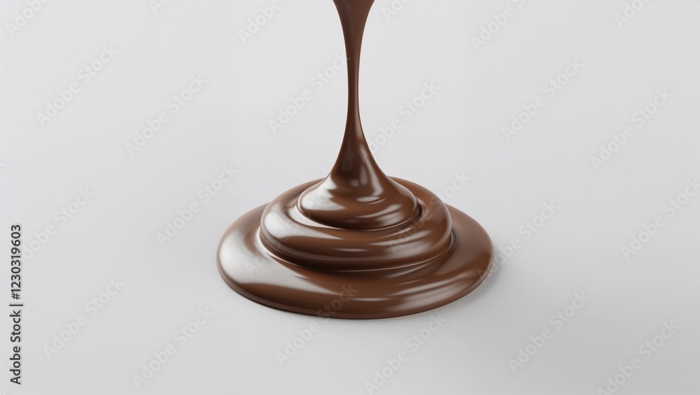 Drop of Melted Chocolate Isolated on White Background: Decadent, Smooth, and Perfect for Food or Dessert Themes Drop of Melted Chocolate Isolated on White Background: Decadent, Smooth, and Perfect for Food or Dessert Themes