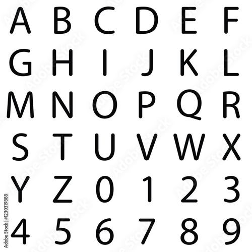 Alphabet and numbers black ,icon design
