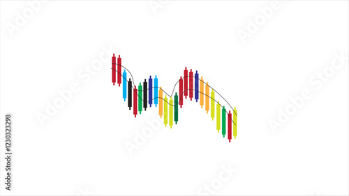  rendering candle stick bar chart market on white background.