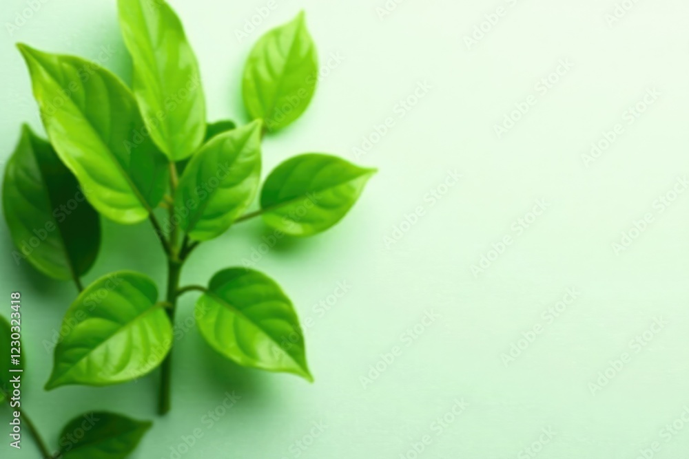 Fototapeta premium Fresh green moringa leaves against a neutral background, nature, green, foliage