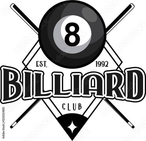 Billiard Club Logo Design Sports Stock Vector