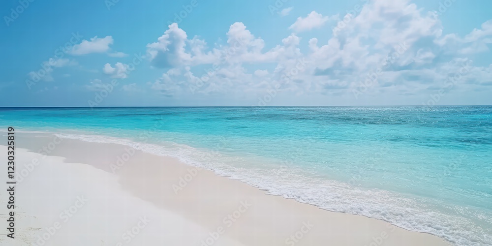 Fototapeta premium Serene Coastal Landscape with Crystal Clear Water and White Sand