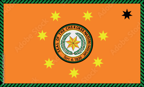 Cherokee Nation Flag Vector Illustration Premium Quality