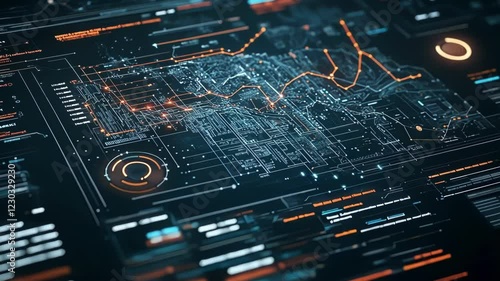 Wallpaper Mural A detailed view of a carbon tracking software featuring a map interface with various icons indicating emission hotspots in the manufacturing process accompanied by detailed metrics Torontodigital.ca