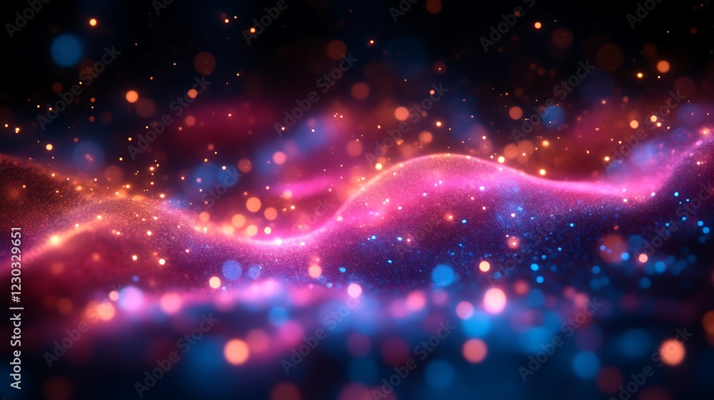 Fototapeta premium Abstract Pink and Blue Glittering Cosmic Wave