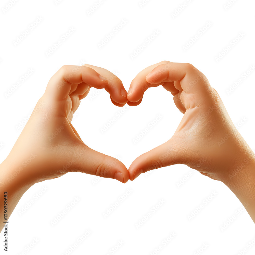 Obraz premium Photograph of two hands forming a heart shape isolated on transparent or white background, PNG file.