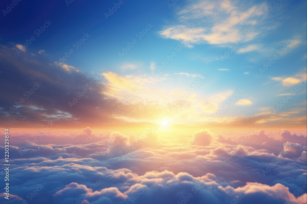 Beautiful Sunrise Sky and Clouds Background. Abstract Air Beauty in Clear Blue Climate Beautiful Sunrise Sky and Clouds Background. Abstract Air Beauty in Clear Blue Climate