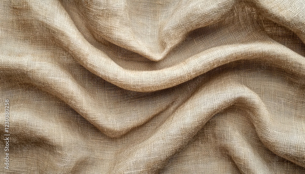Draped Beige Linen Fabric Texture Background Draped Beige Linen Fabric Texture Background