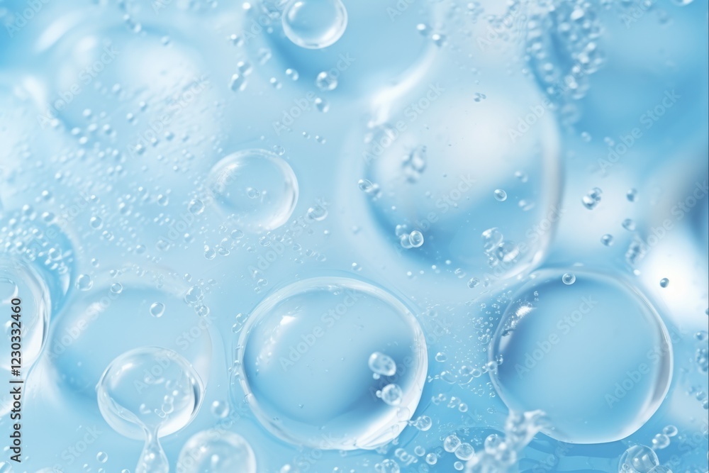 Blue Soap Bubble Closeup: Floating Water Foam with Suds Texture on a Blue Bubble Background Blue Soap Bubble Closeup: Floating Water Foam with Suds Texture on a Blue Bubble Background