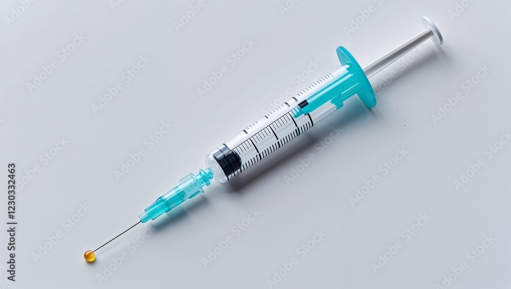 Close-Up of a Syringe Injection Isolated on White Background for Medical and Healthcare Themes Close-Up of a Syringe Injection Isolated on White Background for Medical and Healthcare Themes