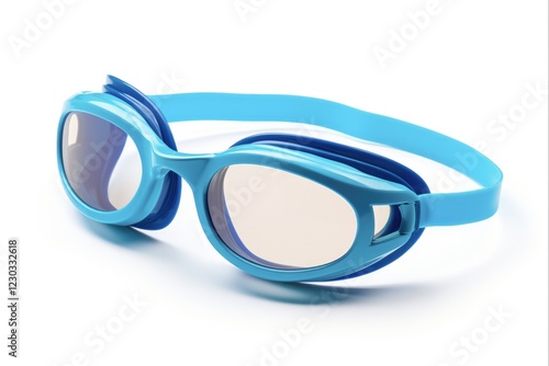 Blue Swim Goggles for Clear Vision During Your Adventure: Isolated on White Background - Perfect for Beach Holidays and Water Sports photo